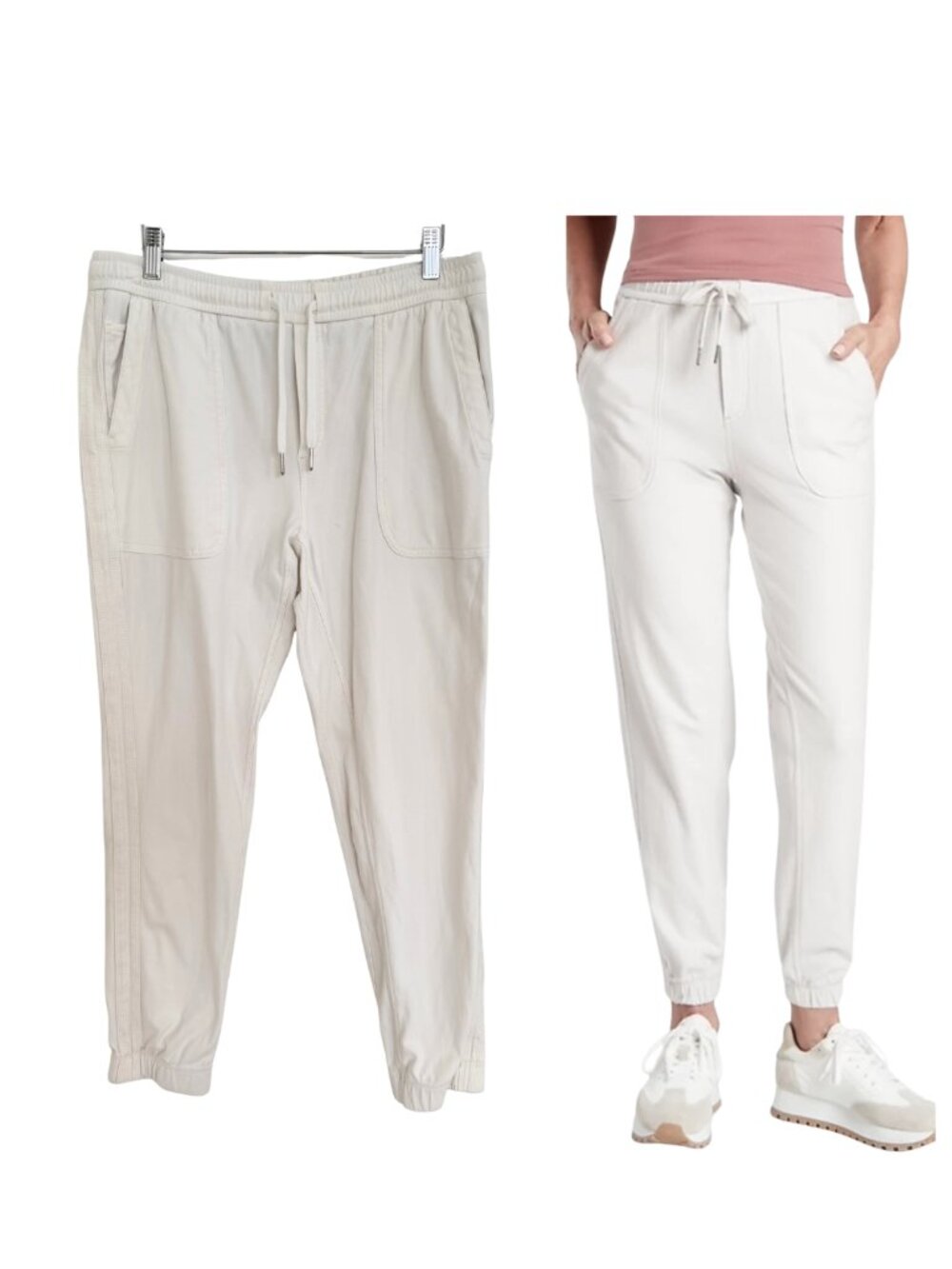Athleta Pants Women Medium Farallon Jogger Magnolia White Cotton Casual